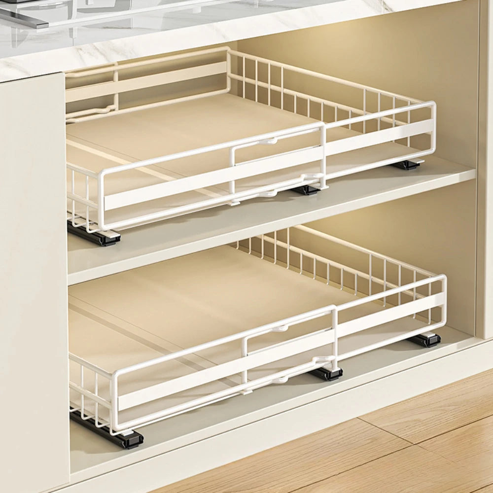 Drawer storage rack silk sliding pull-out cutlery spice bottle rack suitable for kitchens, bathrooms etc, optimizing more space