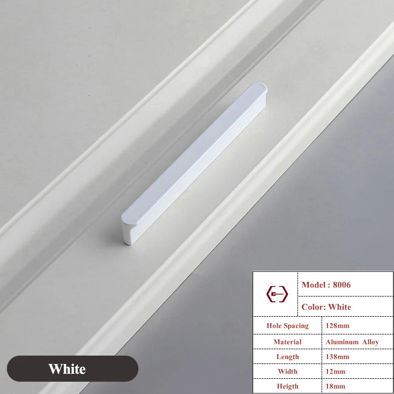 Modern Simple White Long Cabinet Handle Kitchen Cupboard Furniture Length Door Handle  Wardrobe Closet Hardware Drawer Pull Knob