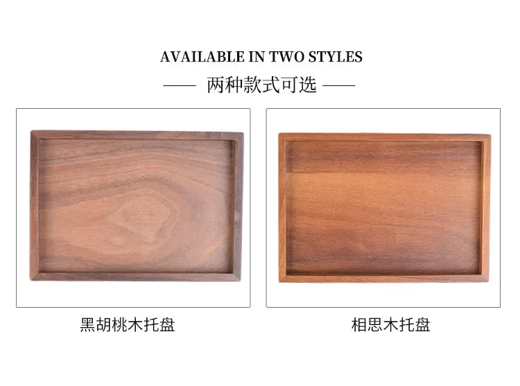 Walnut Wooden Serving Tray Tea Cup Saucer Trays Fruit Plate Storage Pallet Plate Decoration Japanese Food Rectangular Plate
