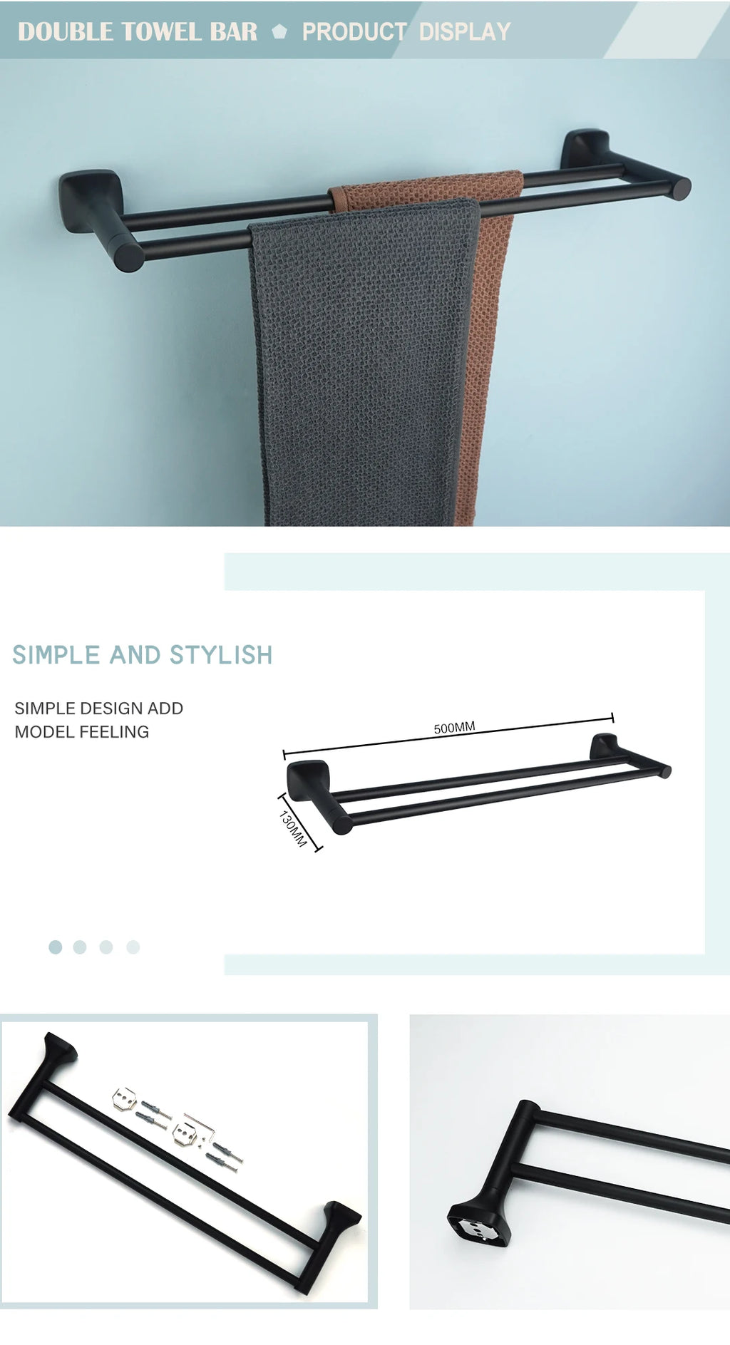 Matte Black Bathroom Accessories Set Wall Mount Stainless Steel Clothes Hook Toilet Paper Holder Towel Bar Hardware Pendant