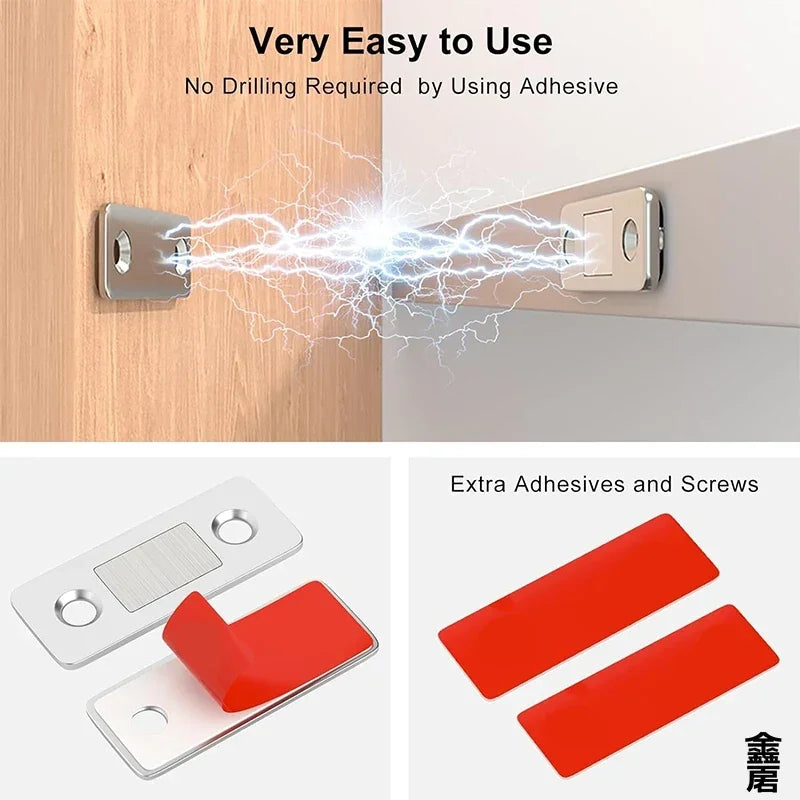 Magnetic Cabinet Catches Ultra Thin Door Strong Magnets Stopper Invisible Adhesive Drawer Magnet Lock for Kitchen Closet Closer