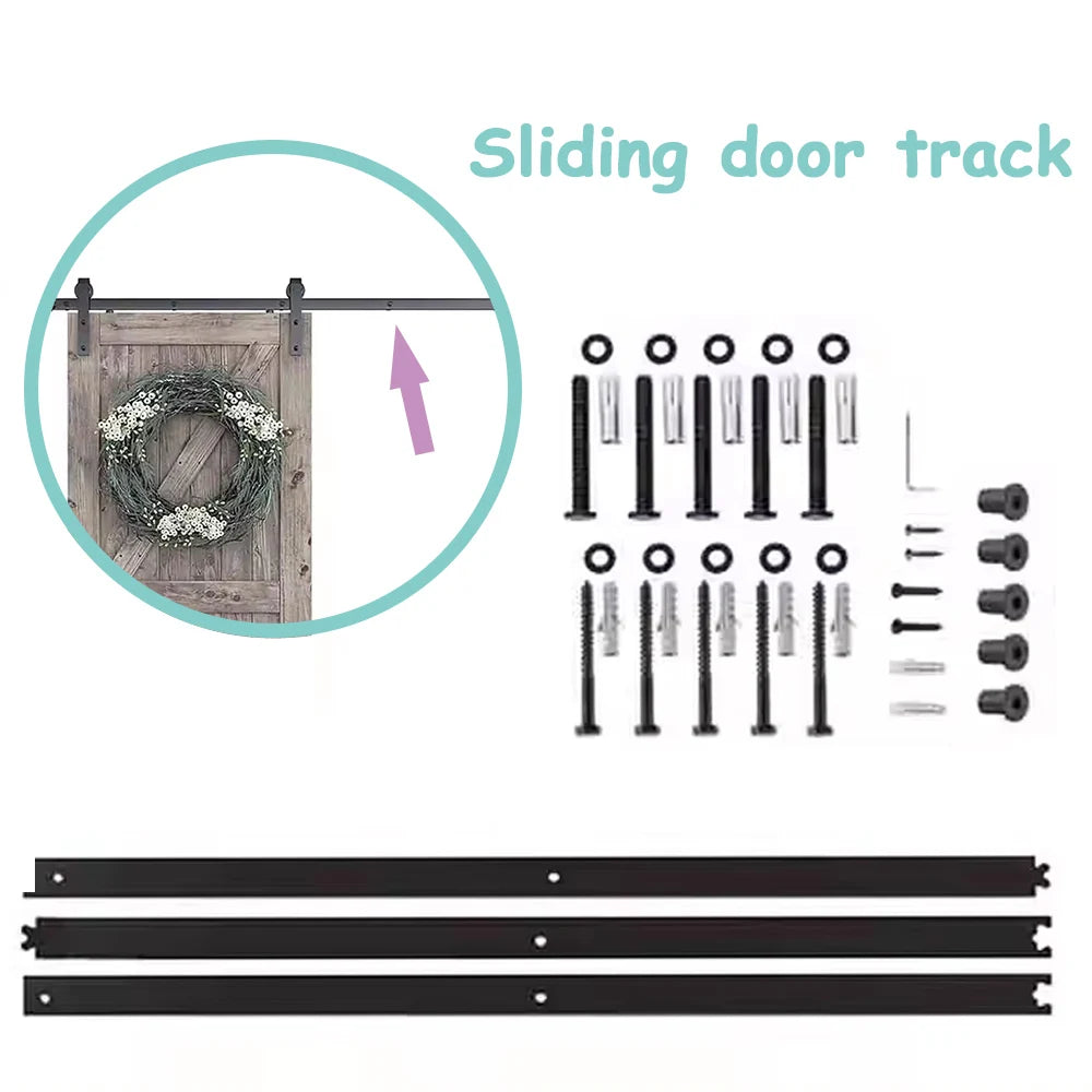 LWZH 1.2m/2m/2.5m/3m Sliding Barn Door Hardware Track Slides Only Tracks Not Included Rollers 4-20FT Home Hardware