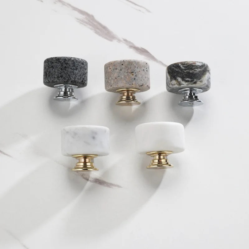Cylindrical Modern Simple Cabinet Wardrobe Door Handle Drawer Aluminum Alloy Nordic Light Luxury Artificial Marble Handle