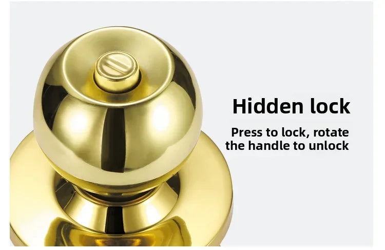 New Stainless Steel Round Ball Door Knobs Handle Passage Entrance Lock Entry for Bedrooms Living Rooms Hardware Accessories