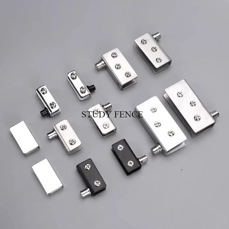 2 Set Stainless Steel Glass Hinges for 5-8mm/8-10mm/10-12mm Glass Door Glass Pivot Clamps Door Hinges Household Hardware
