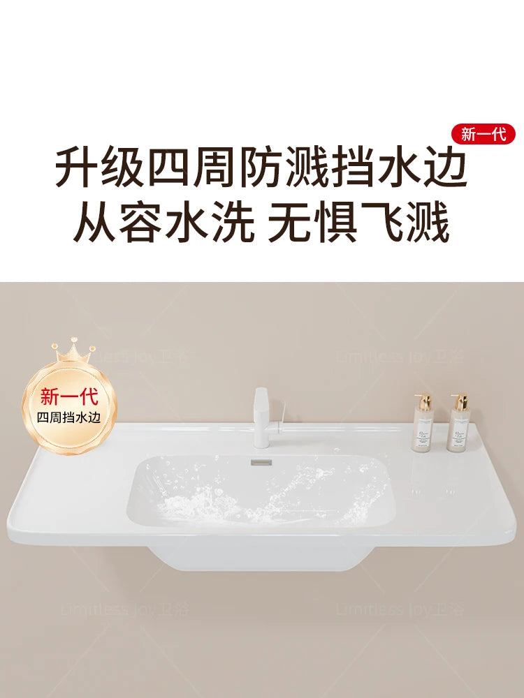 Bathroom cabinet ceramic integrated basin washbasin cabinet combination cream toilet washbasin bathroom cabinet washbasin