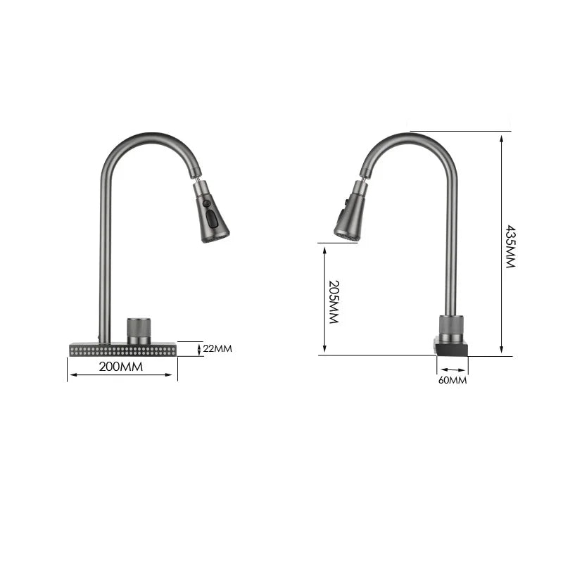 Waterfall Sink Pull Type Kitchen Faucet Hot Cold Mixer Vegetable Wash Tap Basin Multiple Water Outlets Rotation Flying Rain Tap