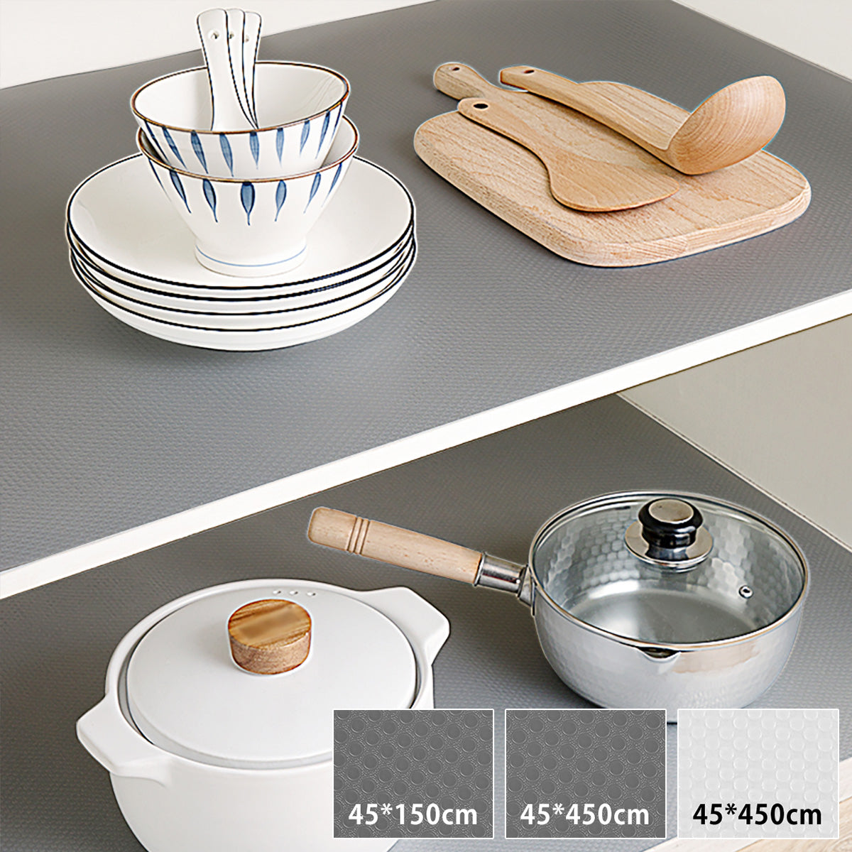 45*150/450CM Drawer Mat Cabinet Shelf Liners Non Slip Waterproof Closet Placemat Table Pad Tablecloth Thickened Oil Kitchen Mats