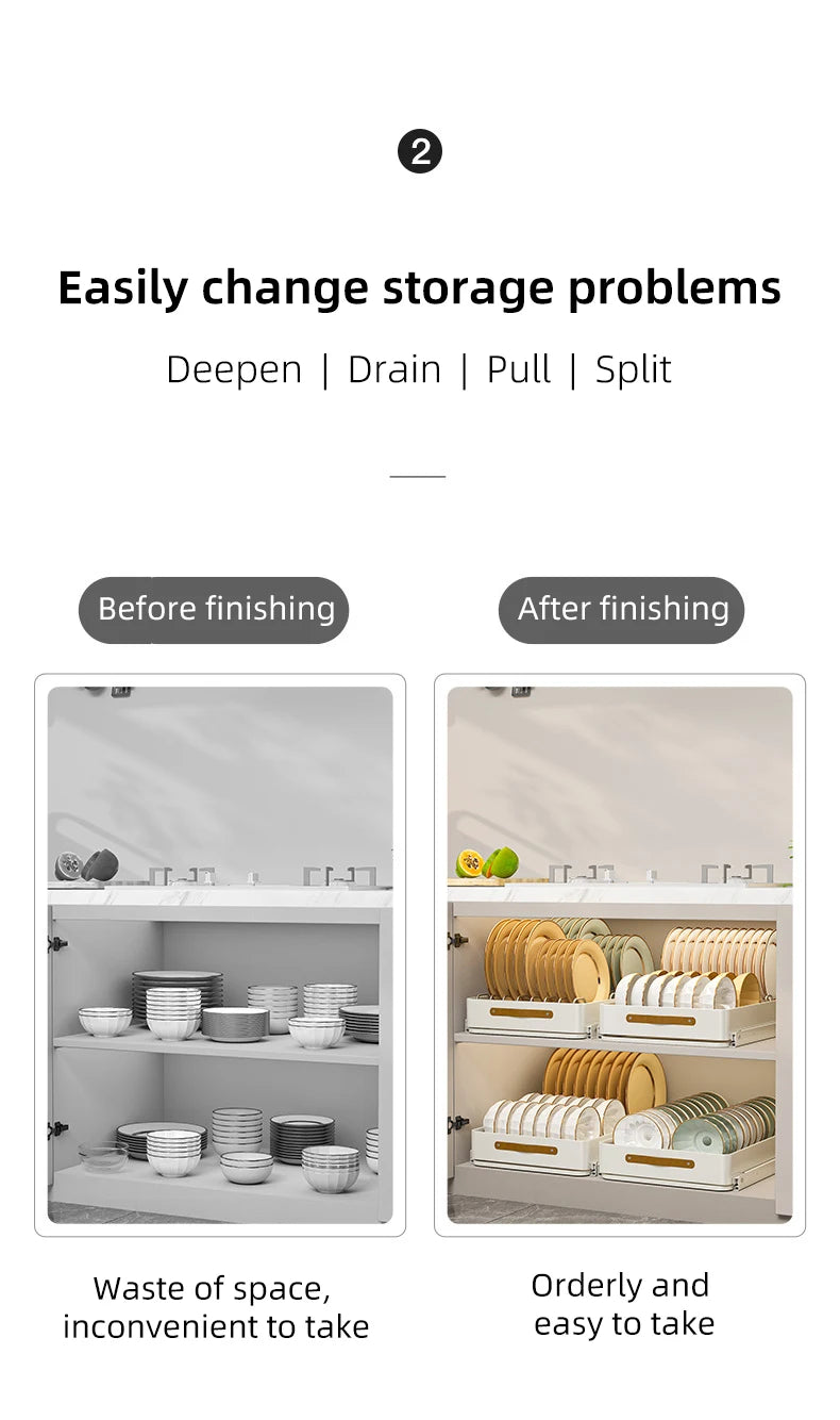 Kitchen Pull Out Shelf Slide Drawer Cabinet Slide out Shelf Dishes Organizer Cabinets Organizer with Handle Kitchen Drawer