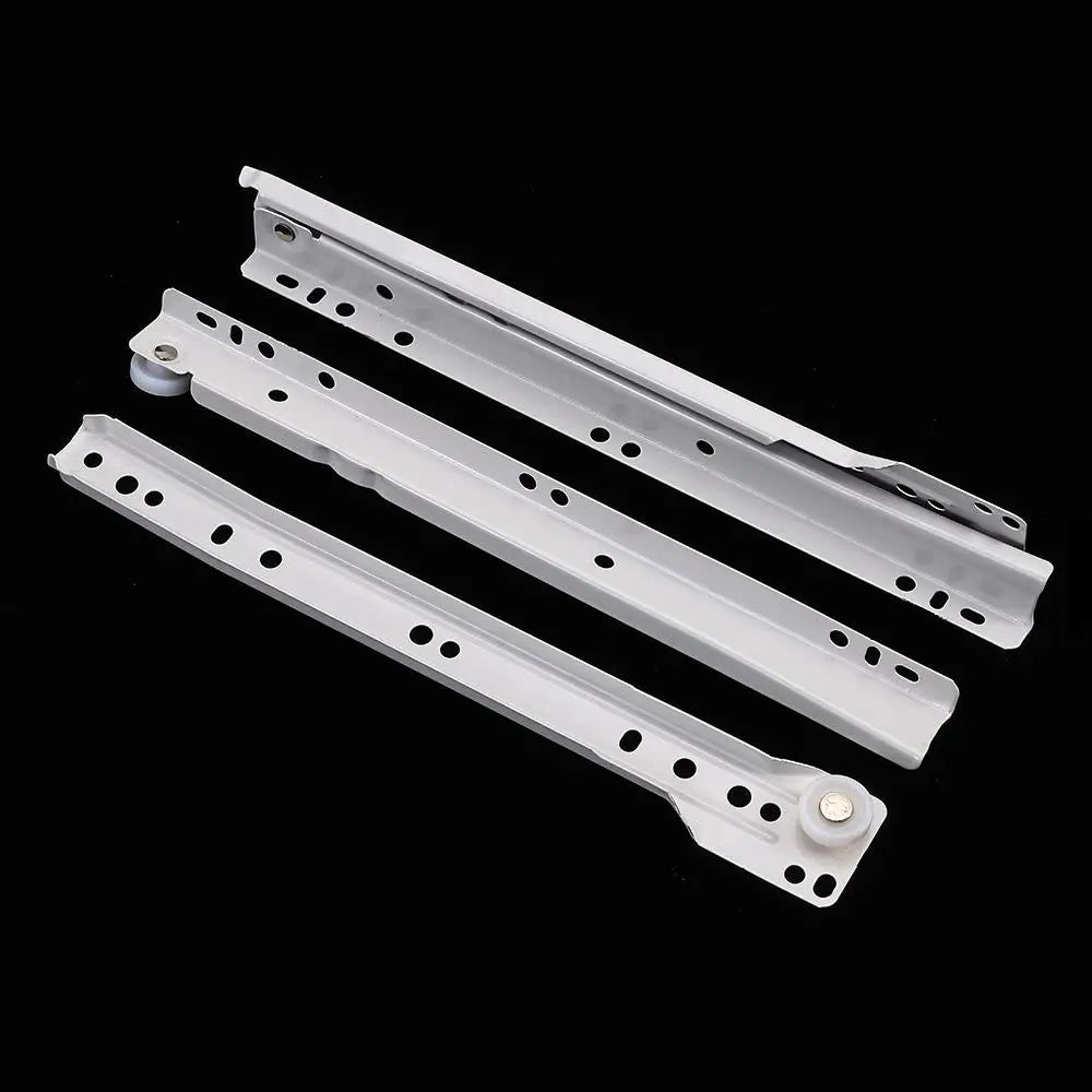 1Pair Chute Cabinets Keyboard Roller Pulley Furniture Slides Mute Two Section Drawer Track Slides Cabinet Rails