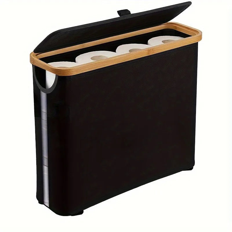 Toilet Paper Storage Basket with Transparent Window and Lid Paper Toys Laundry Storage Organizers for Bathroom Accessories