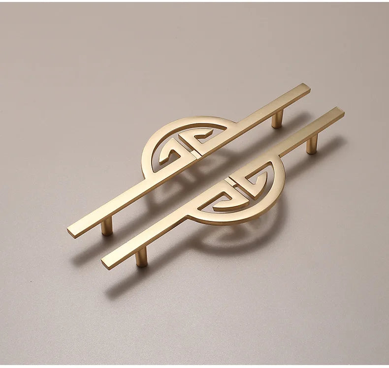 New Chinese Wardrobe Door Handle Golden Cabinet Door Pulls Drawer Shoe Wine Cabinet Handles Long Opposite Furniture Hardware