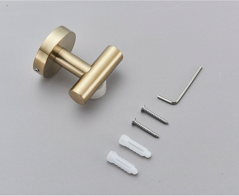 Brushed Gold Bathroom Accessories Towel Bar Bath Robe Hook Bathroom Hardware Set Shelf for Towels Paper Tissue Holder