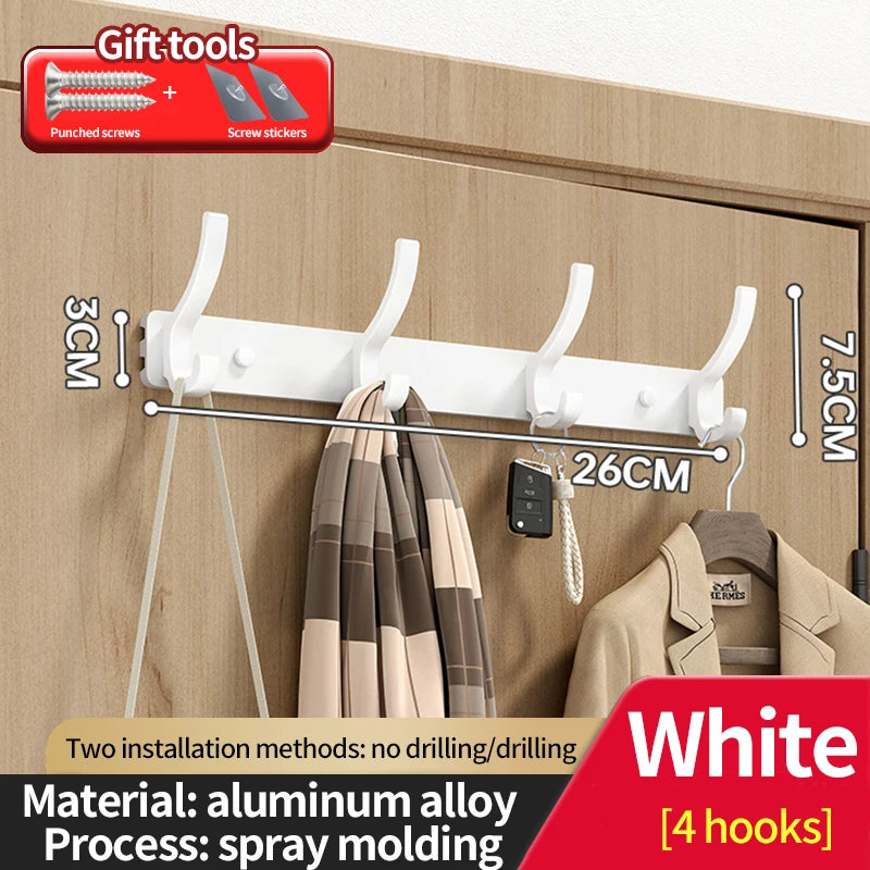 no drill Holes One Row Hangers Kitchen Towels Clothes Hats Toilet Towel Rack Storage Wall Mounted Door Back Rod Hook