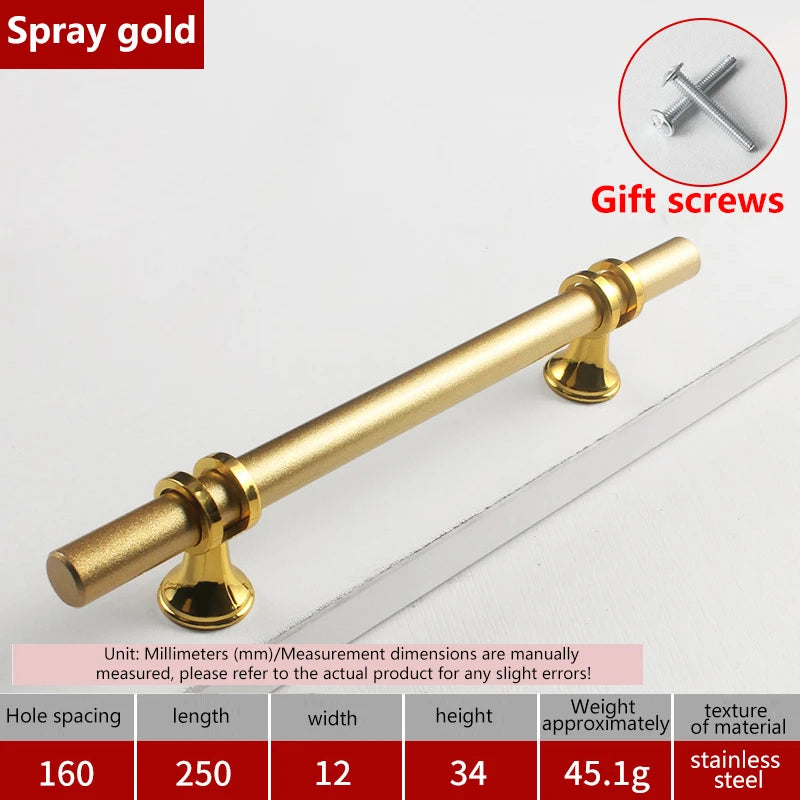 Modern Black Gold Cabinet Handles - Solid Drawer Knobs For Kitchen Furniture With Zinc Alloy Material