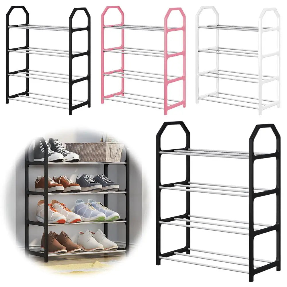 Four Layer Trapezoidal Shoe Rack Multifunctional Easy Assembly Home Dormitory Storage Cabinet for Balcony