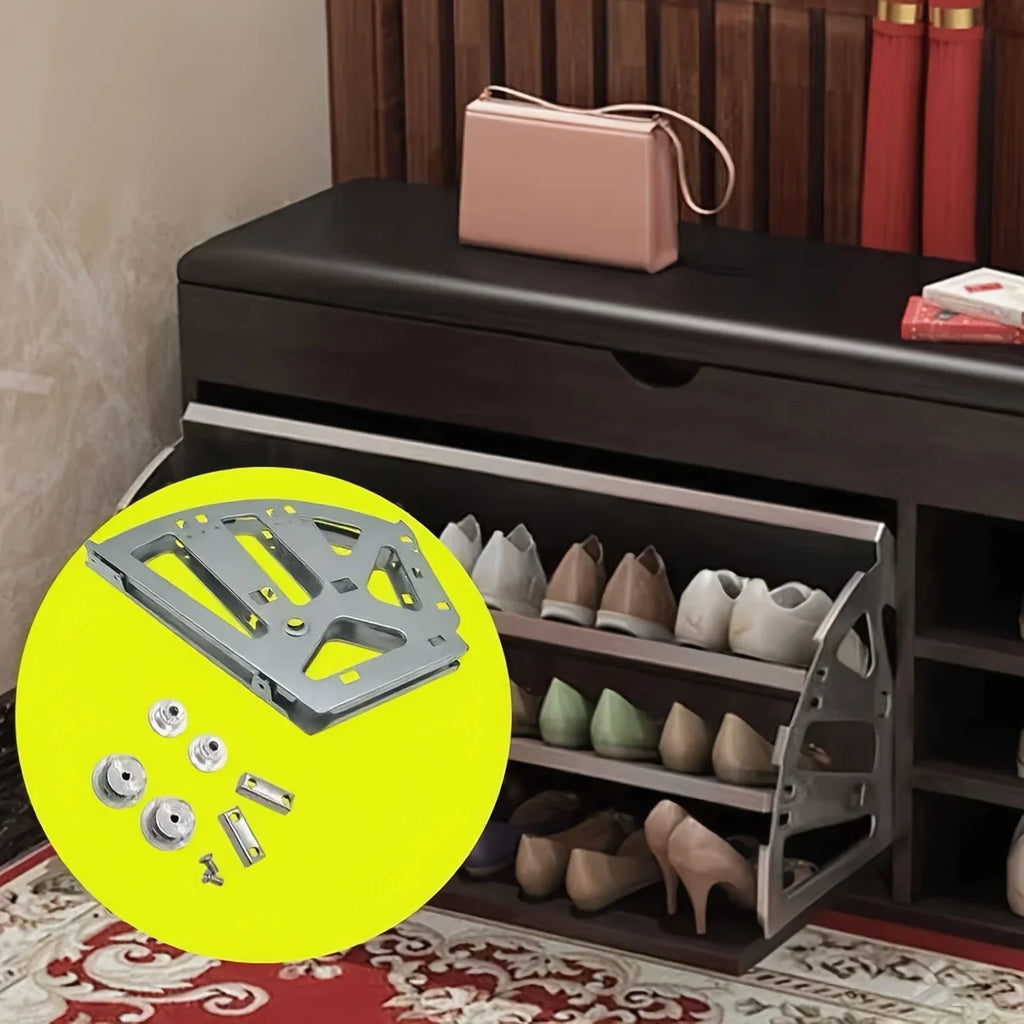 Shoe Rack Accessory - 3-Tier Connector, Thickened Iron Structure with Hidden Foldable Shelf, for Shoe Organization, 3-Layer Prac