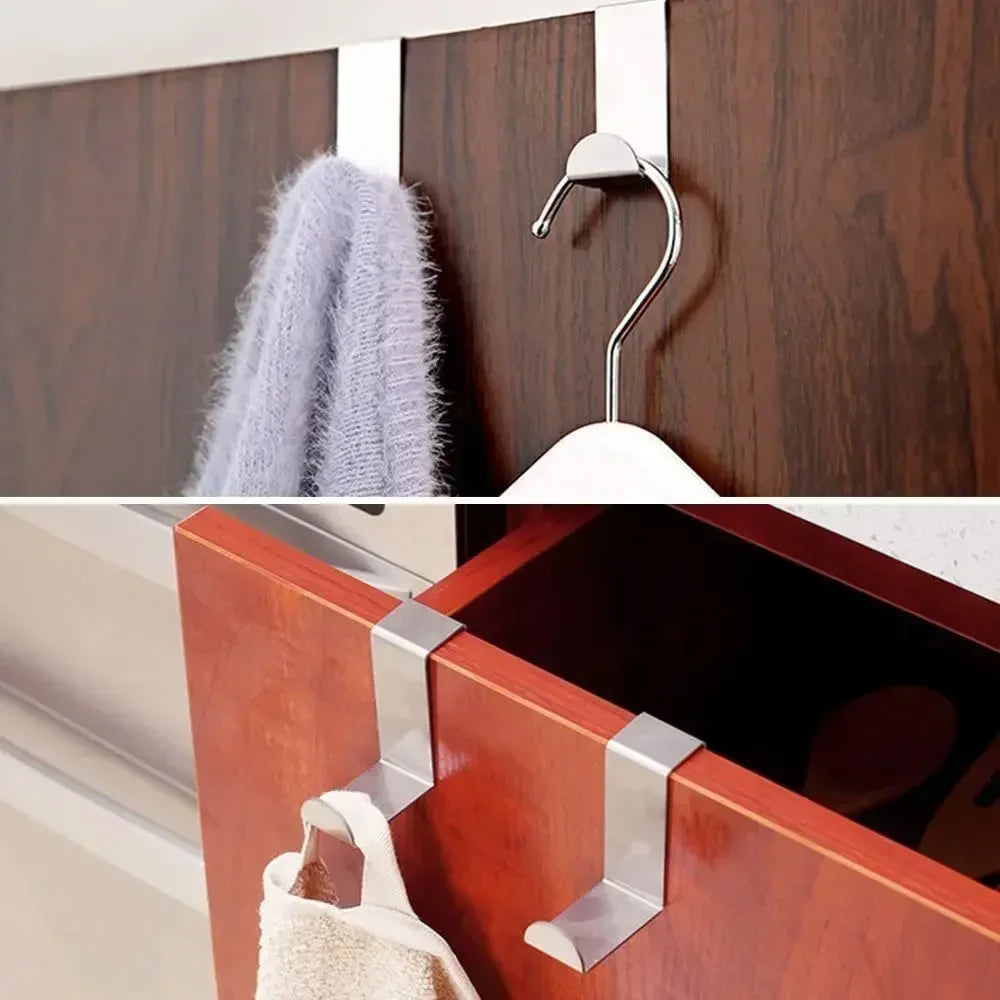Drawer Reversible Stainless Steel Hooks, Cabinet Door Towel Racks, Office and Kitchen Shelves