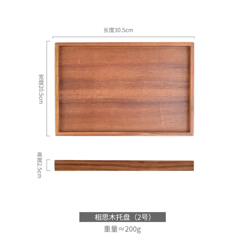Walnut Wooden Serving Tray Tea Cup Saucer Trays Fruit Plate Storage Pallet Plate Decoration Japanese Food Rectangular Plate