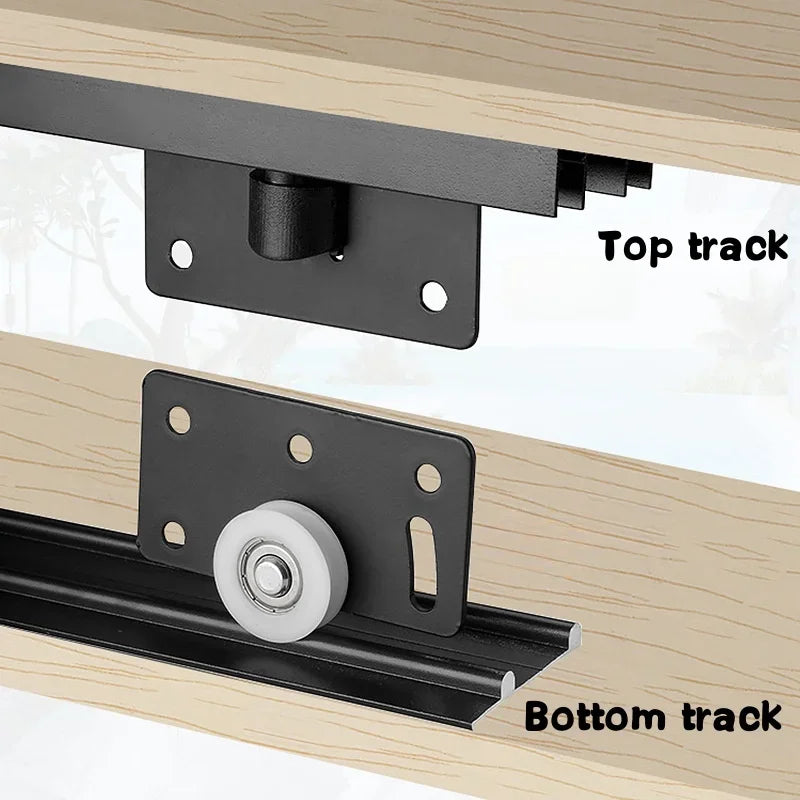 2 Set Wardrobe Sliding Door Roller Cabinet Pulley Cupboard Casters Closet Sliding Doors Wheel Aluminum Rail Runners Hardware