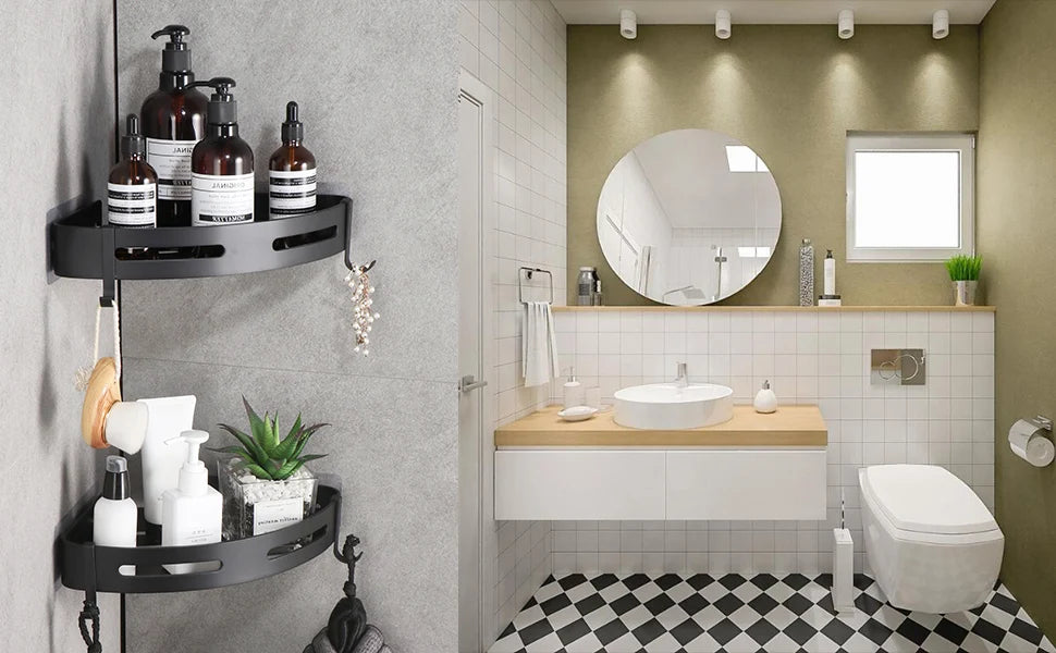 3/2/1PCS No Punching Required Bathroom Shampoo Holder Shower Caddy Shelves Storage Shelf Towel Holder Shelves For Bathroom