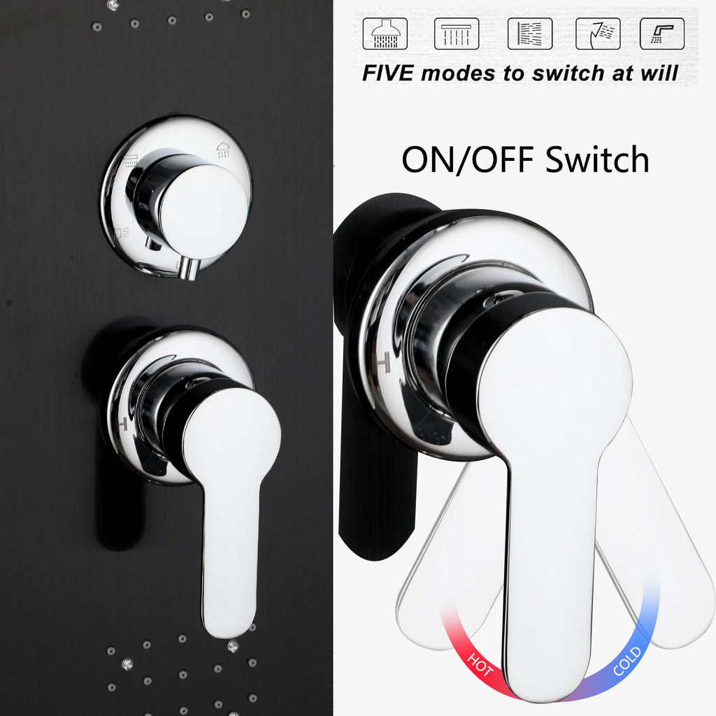 ZAPPO Shower Panel Tower System with LED Rainfall Waterfall Head LED Full Body Jets System Handheld Shower Column w/Tub Spout