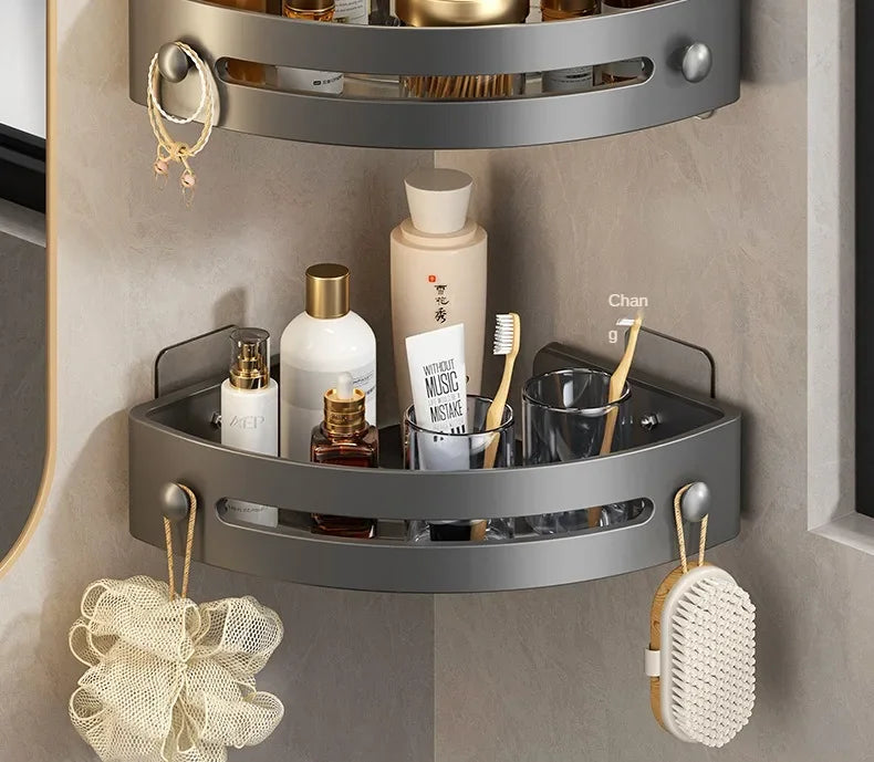 2PCS Bathroom Shelf Plastic Shampoo Rack Shower Rack No Drill Shelf Kitchen Storage Rack Bathroom Accessories