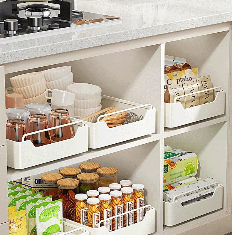 Non Perforated Kitchen Pull-out Shelf，Kitchen Storage Rack with Sliding Rails，Drawer Storage Tray，Cabinets Organizer，spice Rack