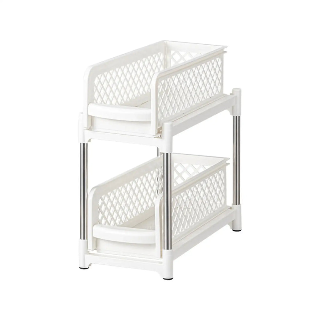 under Sink Organiser Sliding Kitchen Cabinet Organizer Sturdy Stainless Steel Bathroom 2 Tier Pull Out Cabinet Organizer