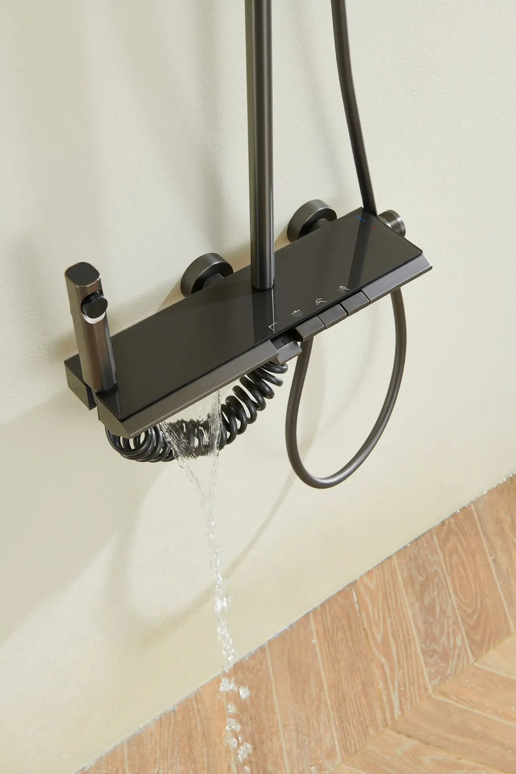 Hot Cold Water Mixer Bathroom Contemporary Exposed Shower Faucet System Brass Rainfall Adjust The Temperature Shower Set