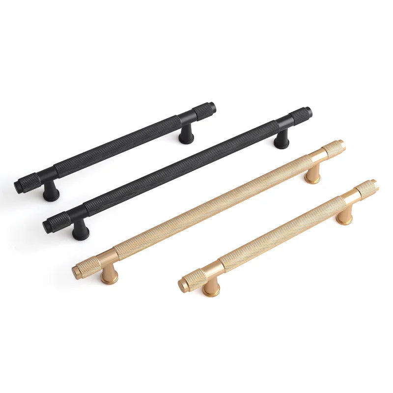 Modern Minimalist Space Aluminum Knurled Handles, Gold/Black, Essential for Home Decoration door handle Cabinet handle knob