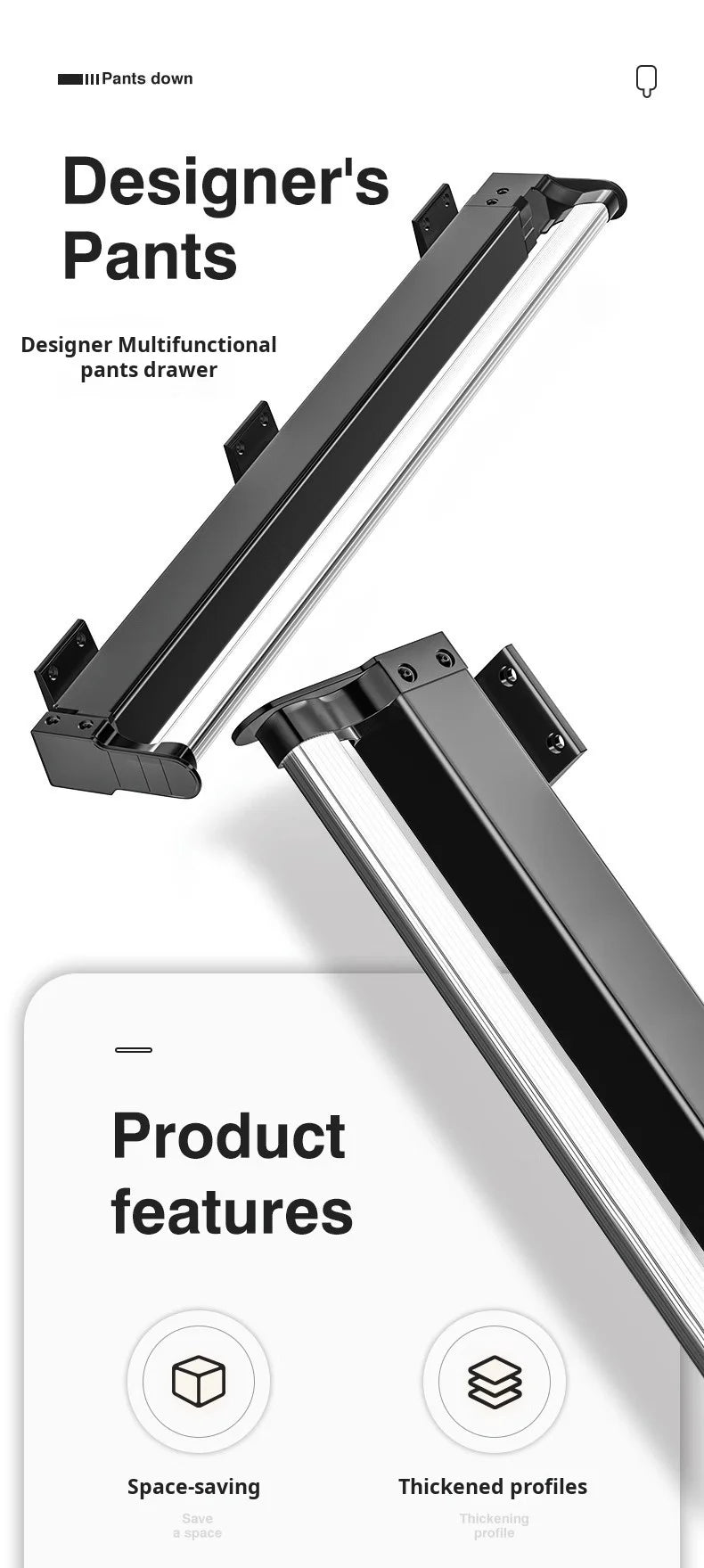 Thin cabinet topmounted telescopic wardrobe hanging rod Thin cabinet clothes hangers through wardrob Vertical Wardrobe