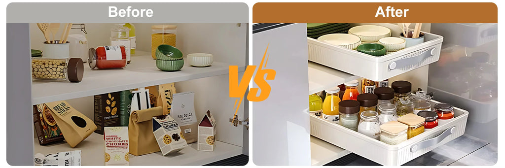 Pull Out Storage Tray Kitchen Sliding Cabinet Shelf with Slide Rails Drawer Spice Rack Bowl Dish Shelf Pantry Kitchen Organizer