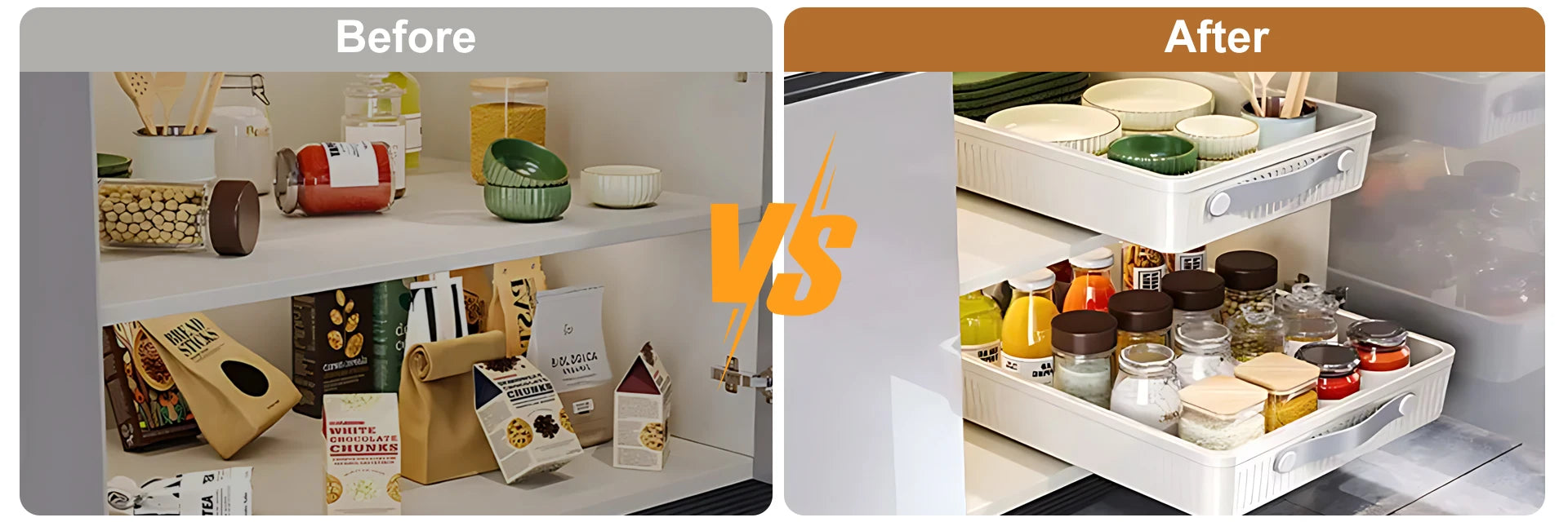 Pull Out Storage Tray Kitchen Sliding Cabinet Shelf with Slide Rails Drawer Spice Rack Bowl Dish Shelf Pantry Kitchen Organizer