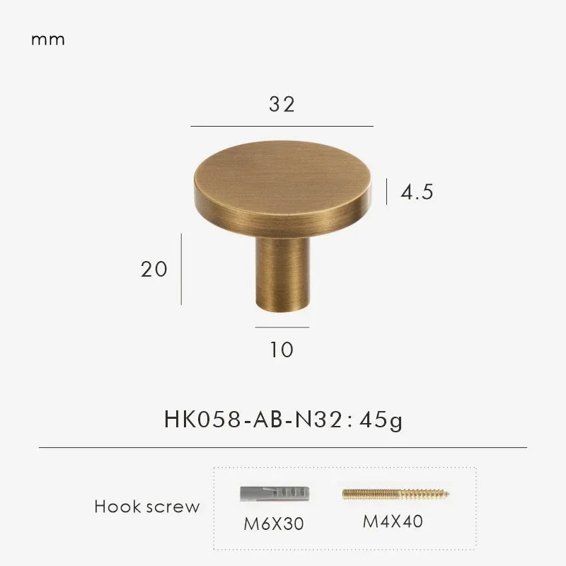 Solid Brass Circular Gold Black Antique White Cabinet Furniture Knobs Wall Bathroom Clothes Hook Handle