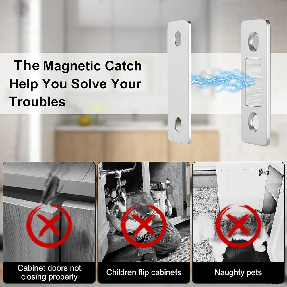 Magnetic Cabinet Catches Ultra Thin Door Strong Magnets Stopper Invisible Adhesive Drawer Magnet Lock for Kitchen Closet Closer