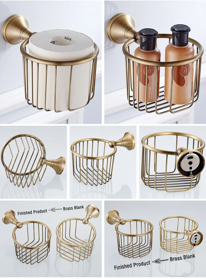 Bronze Bathroom Accessories Hardware Antique Hair Dryer Rack Coat Towel Shelf Rail Bar Shower Soap Dish Holder Toilet Brush
