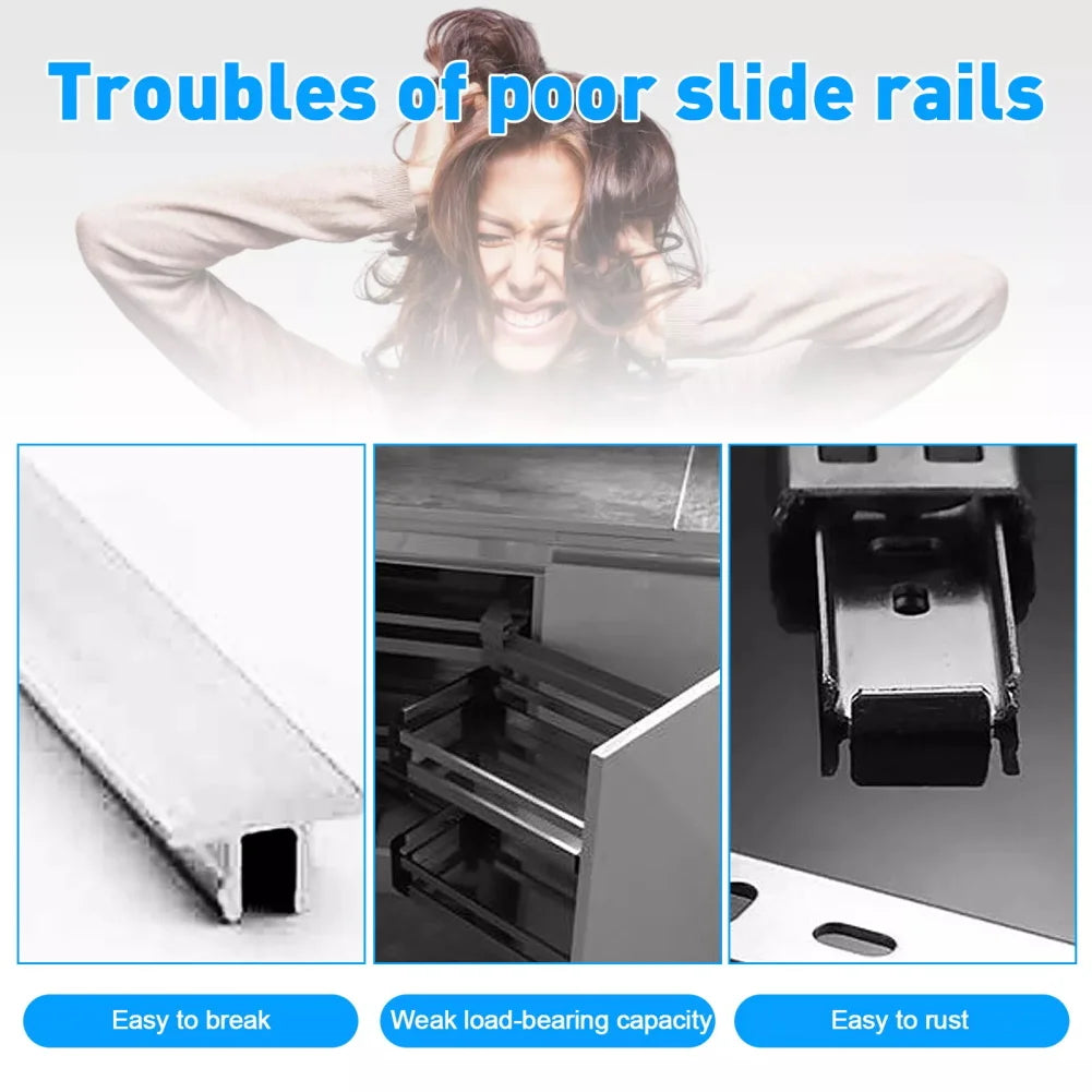 10Pcs Drawer Runners Replacement Draw Rail Plastic Drawer Slides 298mm Keyboard Cabinet Cupboard Draw Runners Furniture Hardware