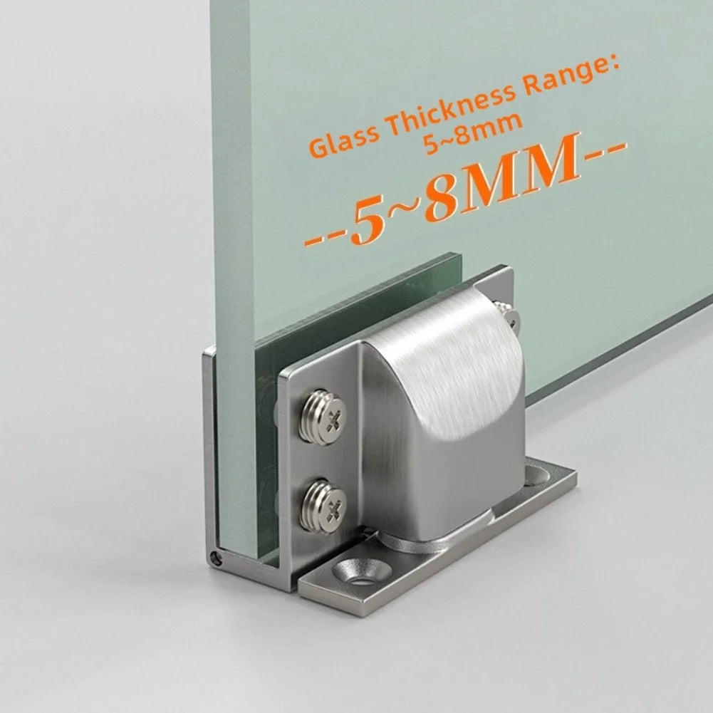 Stainless Steel Hydraulic Hinge For Glass Doors, U-Clip Design, Easy No-Punch Installation Door Clip Folding Hardware