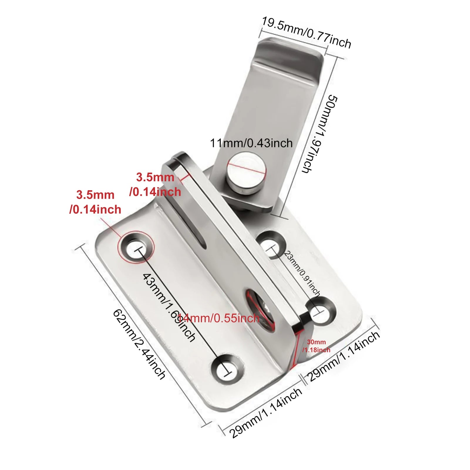 Door Bolts Buckles with Screw Stainless Steel Latch Hasp Door Locks Security Door Locks for Bedroom Drawer Window