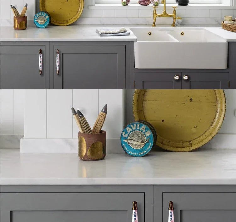 ceramic handle American retro cabinet door modern minimalist European style drawer cabinet wardrobe cabinet handle