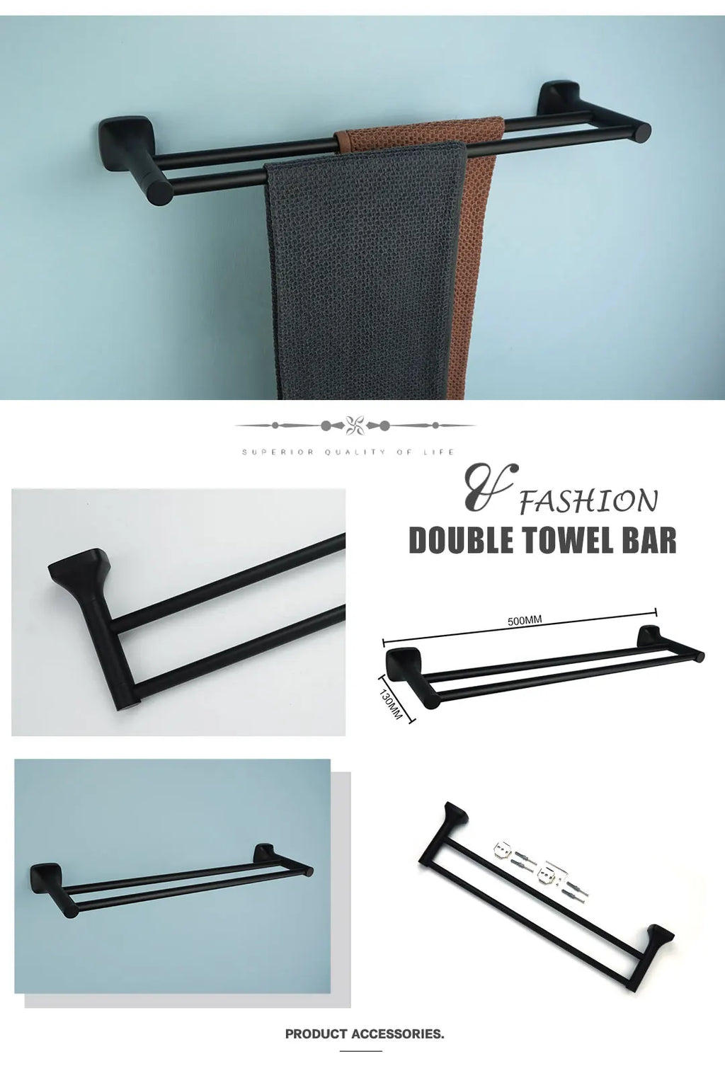 Black Bathroom Accessories Stainless Steel Wall Mounted Bath Towel Holder Robe Hook Toilet Brush Paper Towel Holder Pendant