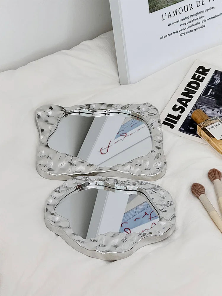 Bathroom Handled Mirror Vanity Women Design Portable Mirror Small Dorm Espejo Maquillaje Luz Home Decoration Accessories