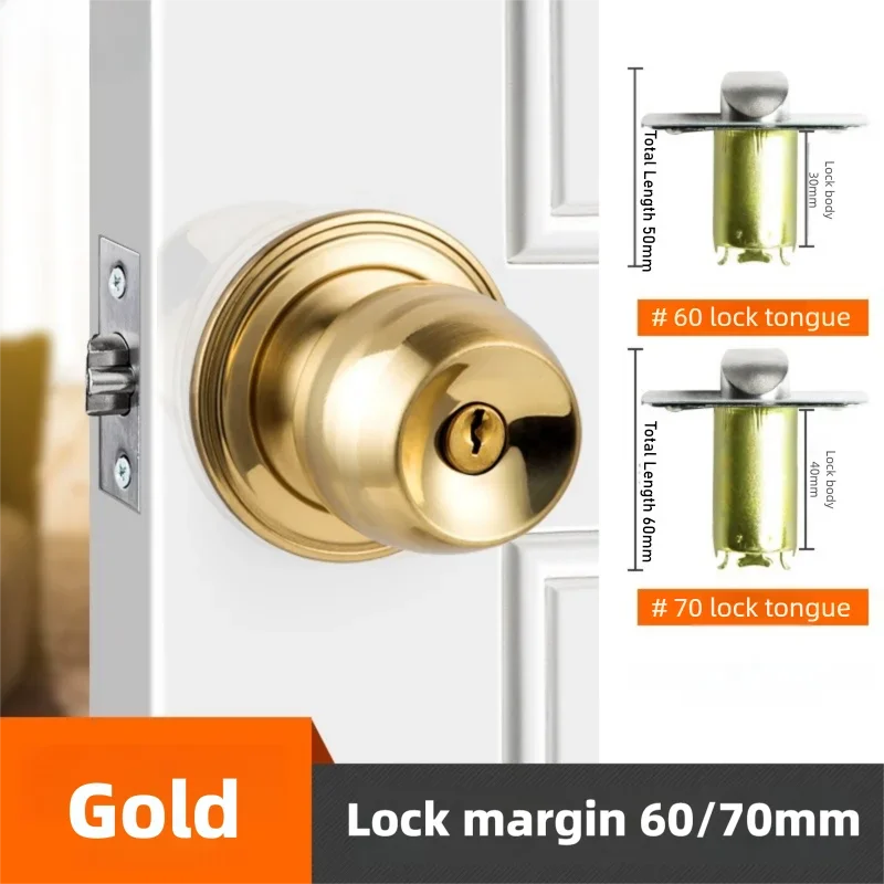 New Stainless Steel Round Ball Door Knobs Handle Passage Entrance Lock Entry for Bedrooms Living Rooms Hardware Accessories
