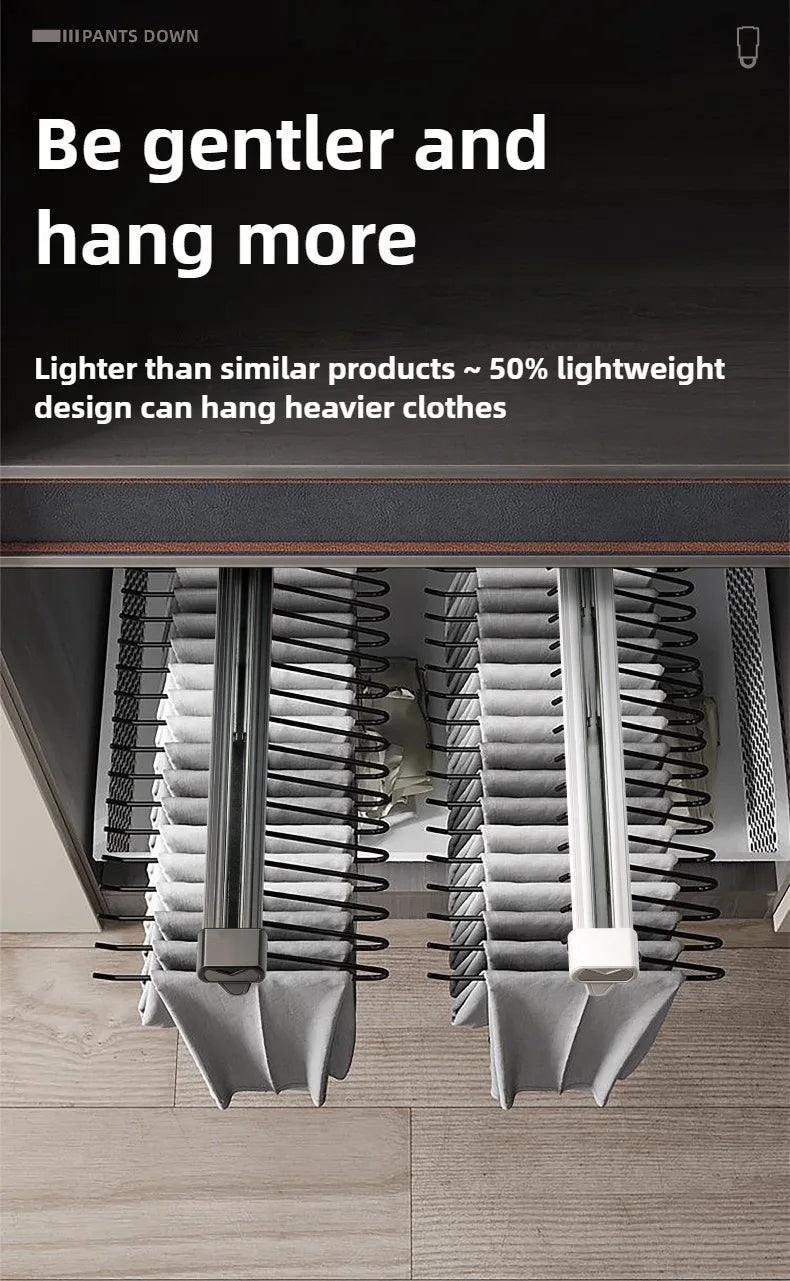 Closet shallow closet Slide rail retractable hangers Cabinet hanging rod vertical pull-out top mounted trouser rack free of hole