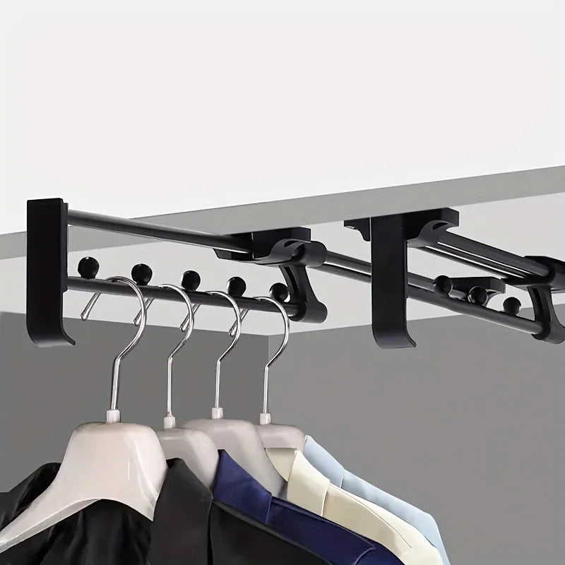1pcs Retractable Closet Pull Out Rod Closet Valet Rod Extending Rail Pull Out Hanger Closet Valet Rod Rail Pants Hanger
