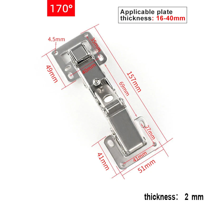 Soft Closing Hydraulic Hinges, 170 Degree Damping Buffer Cabinet Furniture Folding Hinge, Suitable for plate thickness 16-40mm