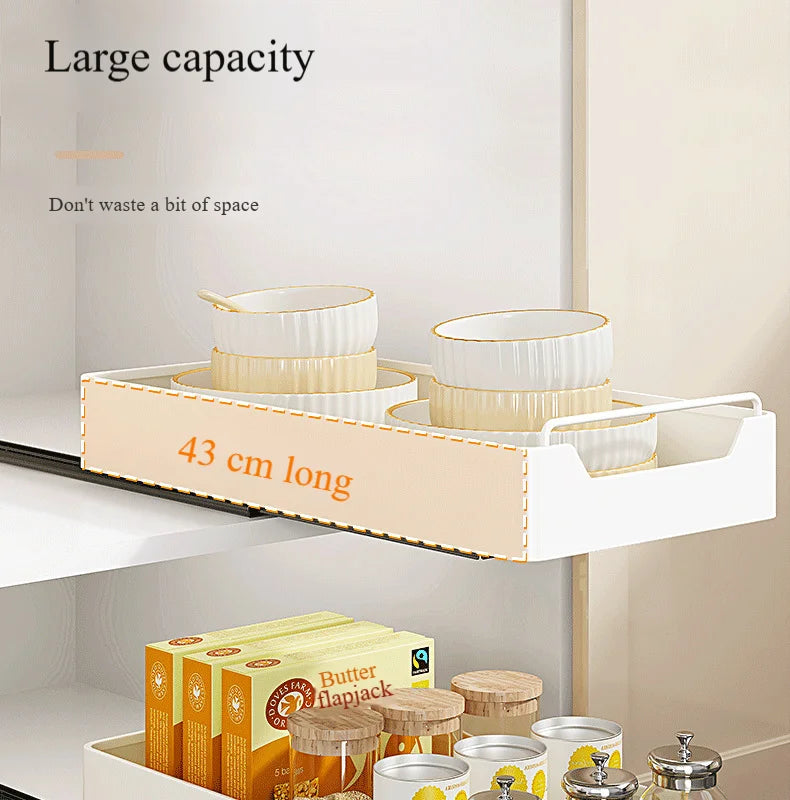 Non Perforated Kitchen Pull-out Shelf，Kitchen Storage Rack with Sliding Rails，Drawer Storage Tray，Cabinets Organizer，spice Rack
