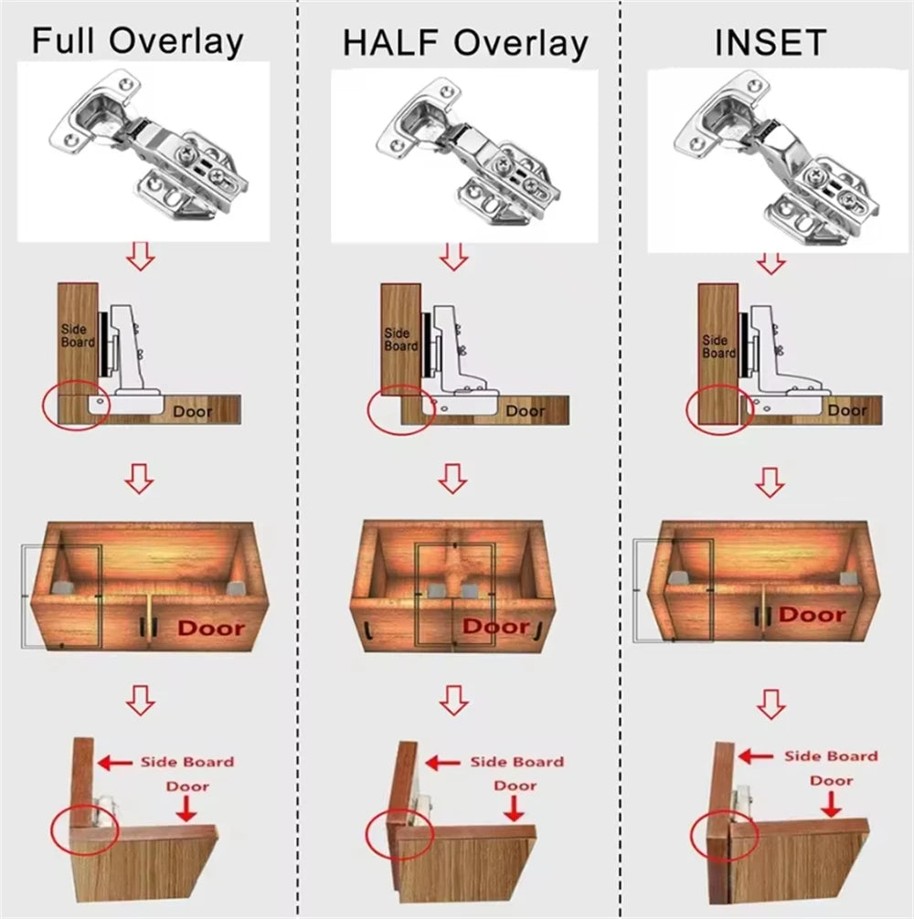 2-8 Pcs Stainless Steel Cabinet Door Hinges Hydraulic Damper Buffer Soft Close Quiet Wardrobe Door Concealed Hinges with Screws