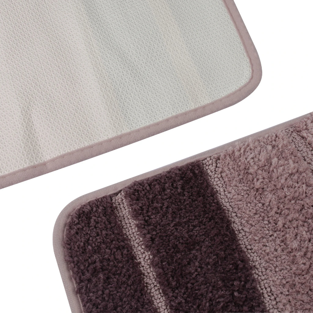 Bathroom Rug Set 2 Piece Plush Shaggy Soft Absorbent Microfiber Bath Mats and U-Shaped Contour Toilet Rug Non-Slip Machine Wash